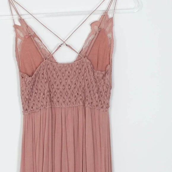 Free People One Adella Lace Slip Maxi Dress Rose Pink Womens Size Small - Picture 12 of 16